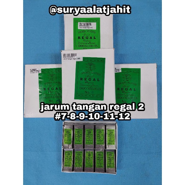 jarum tangan Regal-2 (7-8-9-10-11-12) =rp.2.500/20pcs