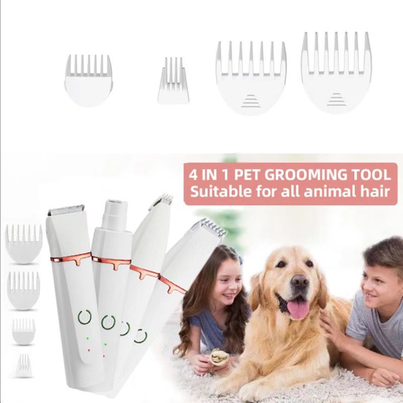 4 IN1 PET CLIPPER Alat Cukur Bulu Hewan Peliharaan Cukuran Anjing Kucingt/Pet Grooming Hair Clipper Kit/ Hair Clipper Cordless Professional Pemotong RambutRechargeable Cat&amp;Dog