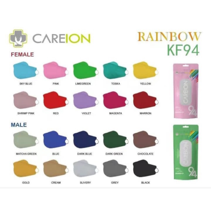 Masker kf94 careion 10pcs warna pastel/ warna soft