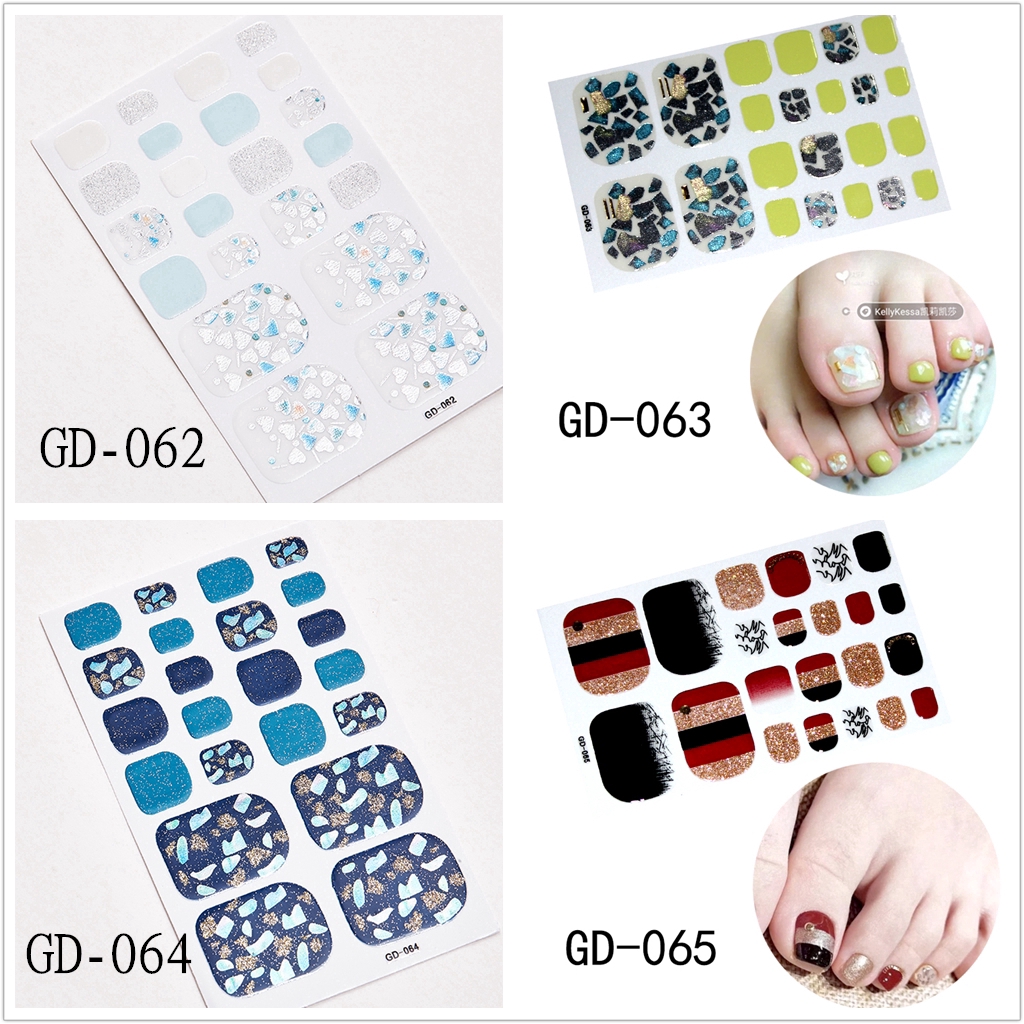 Gd050-065 Stiker Kuku 3D Motif Garis / Geometri Warna Emas Anti Air untuk Nail Art