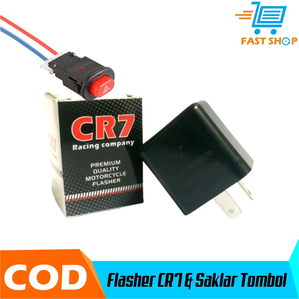 Flasher CR7 &amp; Saklar Tombol On Off Lampu Hazard Motor