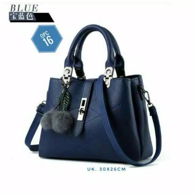 Tas Wanita Import/Tas Wanita Korea/Tas Wanita Murah/Lula Bag Handbag Free Pompom - Warna Navy