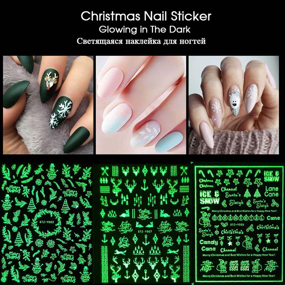 Mxbeauty Stiker Kuku Natal Wanita 9pcs/set Elk Manicure Aksesoris Snowflake Pohon Natal Nail Art Dekorasi