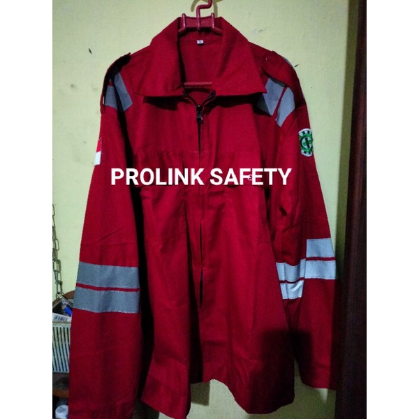 SERAGAM SAFETY MERAH PREMIUM RESLETING DOBLE SCOTLIGT