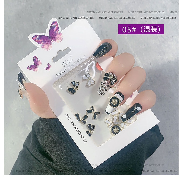 【 COD 】Hiasan Kuku 3D/BUNGKUS Gaya Jepang Bentuk Pita/beruang/kupukupu Untuk Aksesoris Nail Art Wanita Butterfly