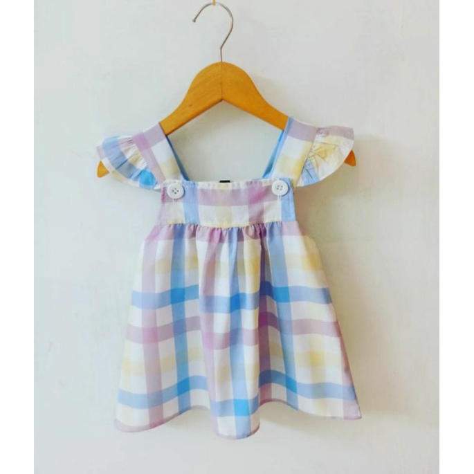 Dress Bayi Perempuan 0 6 12 18 Bulan Dress Overall Anak Bayi Murah-Cross Ungu