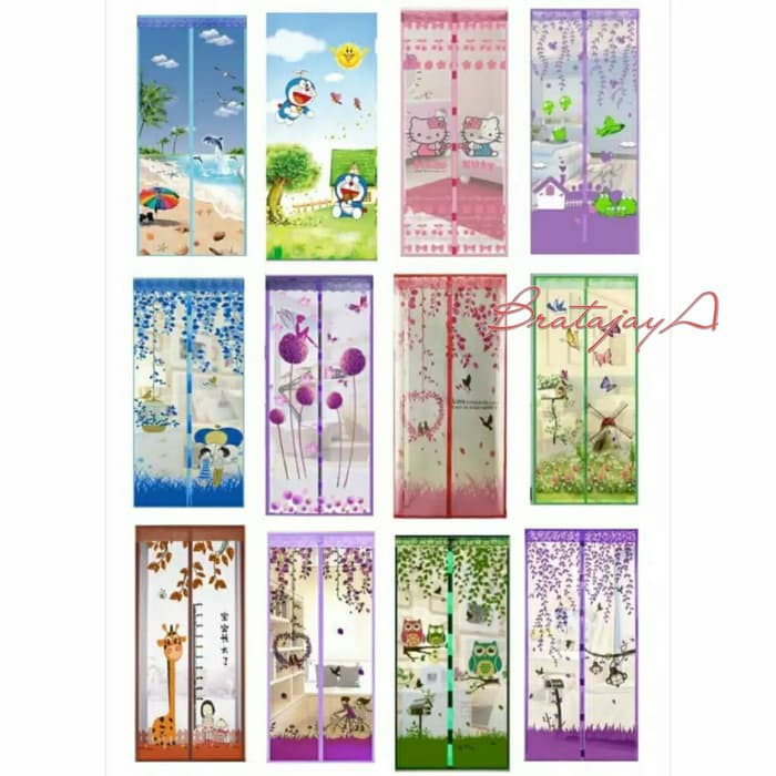 Tirai Magnet Anti Nyamuk Karakter/ Kasa Nyamuk/ Tirai Pintu / Kelambu - Pink frozen