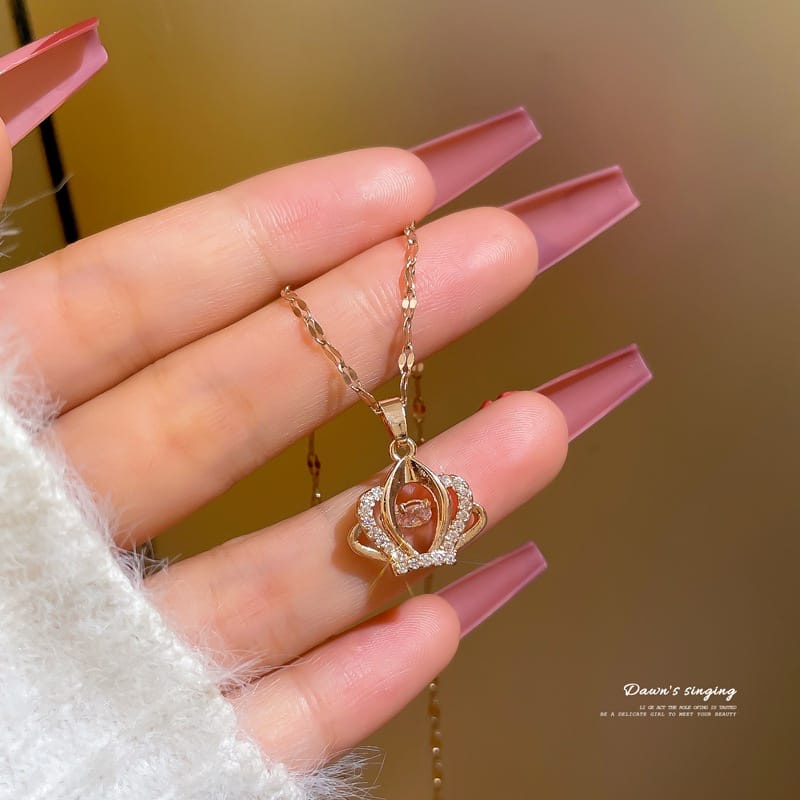 [ Bayar Ditempat ] Kalung Titanium Original Rantai Rose Gold 45 Cm / Accesories Wanita Kalung Lapis Emas 18K Rose Gold / Kalung Titanium Impor