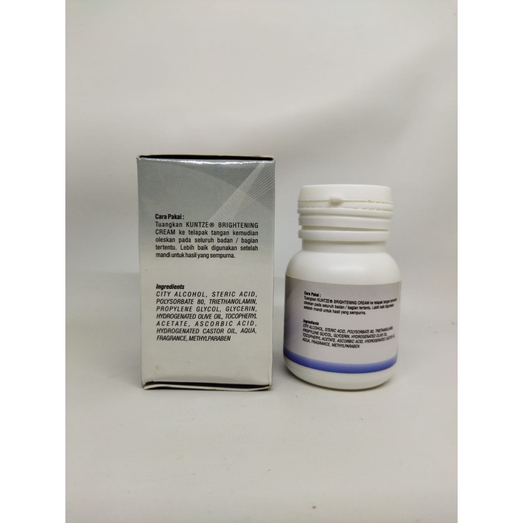 Kuntze Brightening Cream White Dark Facial &amp; Body Skin Melembutkan Kulit 100ml Original