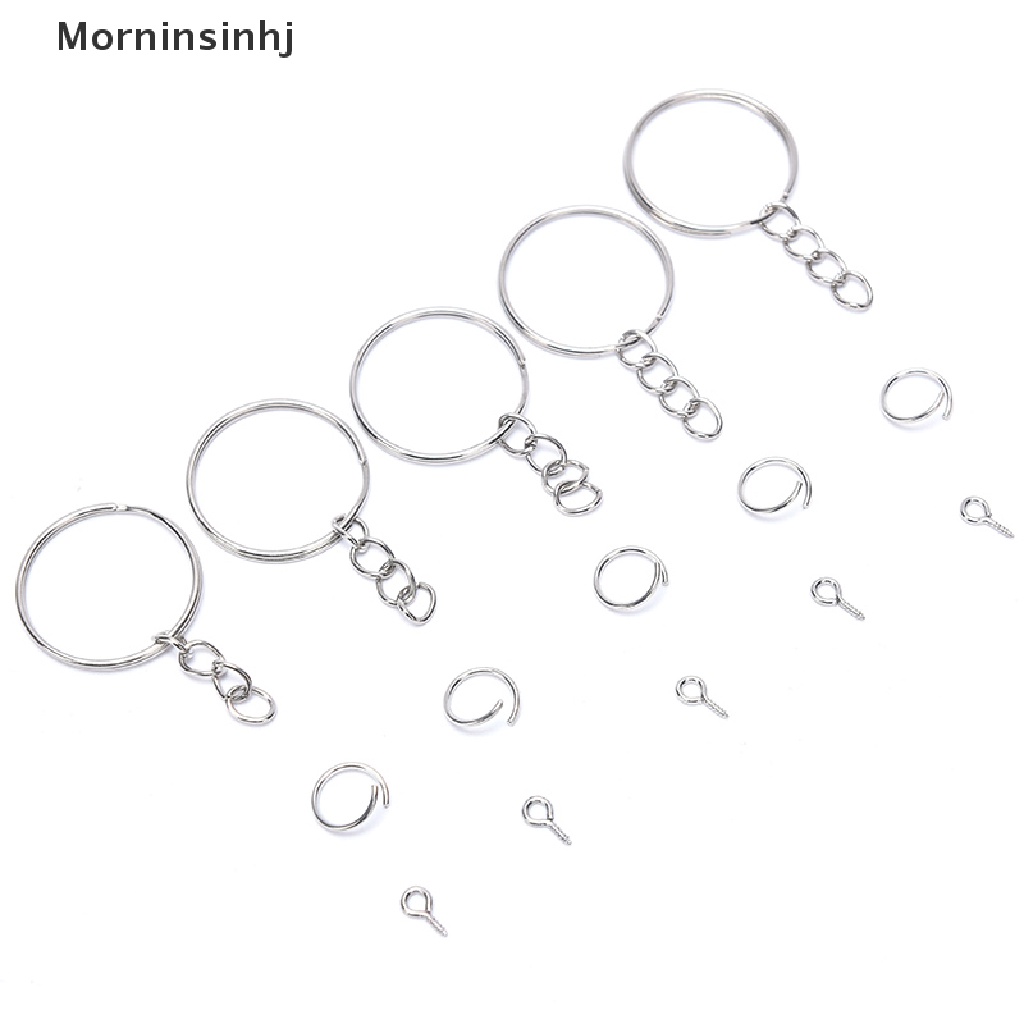 Mornin 150pcs Gantungan Kunci Dengan Rantai Split Jump Rings with Screw Eye Pins DIY Keychain id