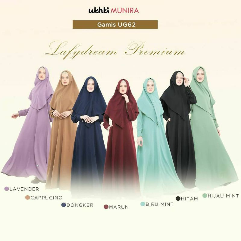 Gamis Premium UG62 by Ukhti Munira|Gamis Set Hijab|Gamis Lafydream Premium|Dress Hitam|Dress Set Sya