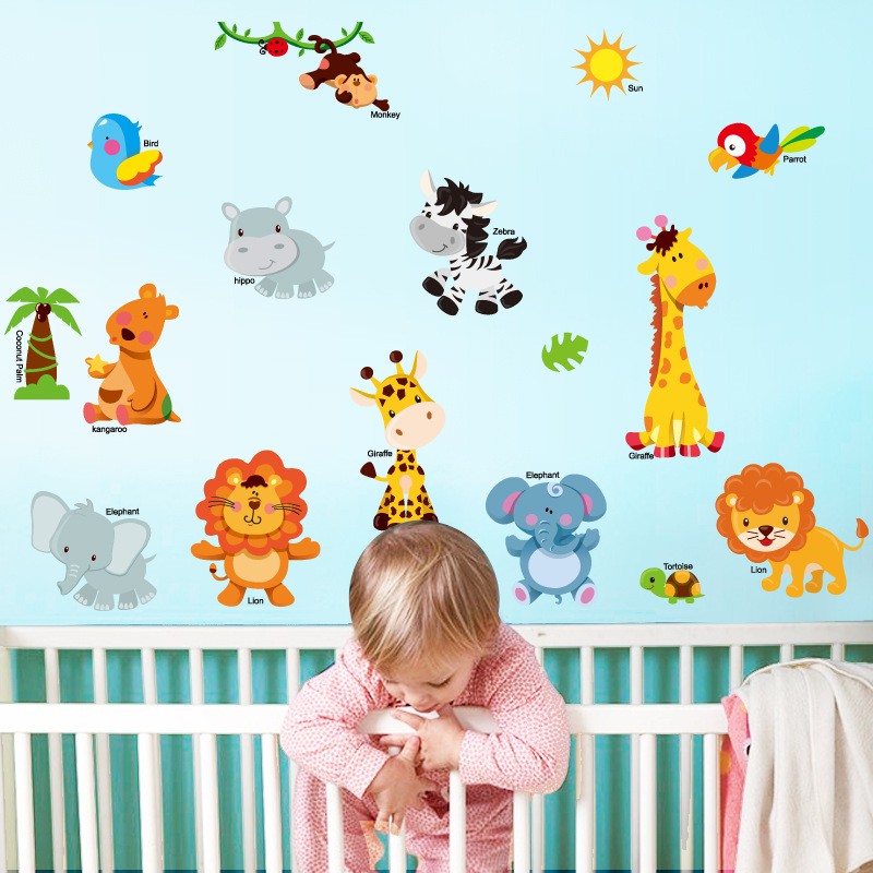 Reliza Wall Sticker Zoo Nursary Animal Anak Hewan Stiker Dinding LDR0383