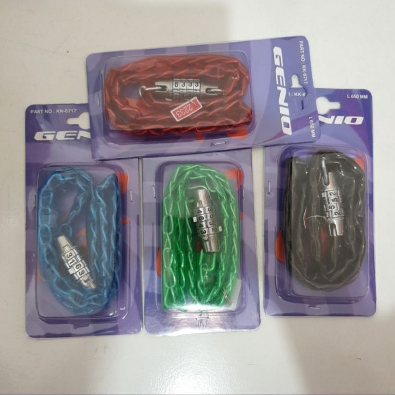 Rantai Kunci Gembok Sepeda model rantai Kode kombinasi angka nomor Genio