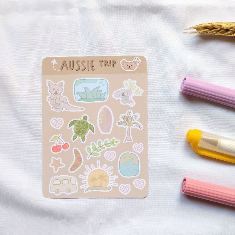 

Aussie Trip Mini Sticker Sheet / Stiker Dekorasi Jurnal Shan Shine