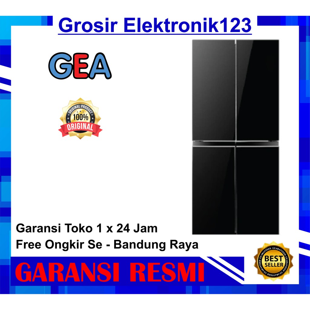 KULKAS GEA 4 PINTU G4D -404 glass H HITAM