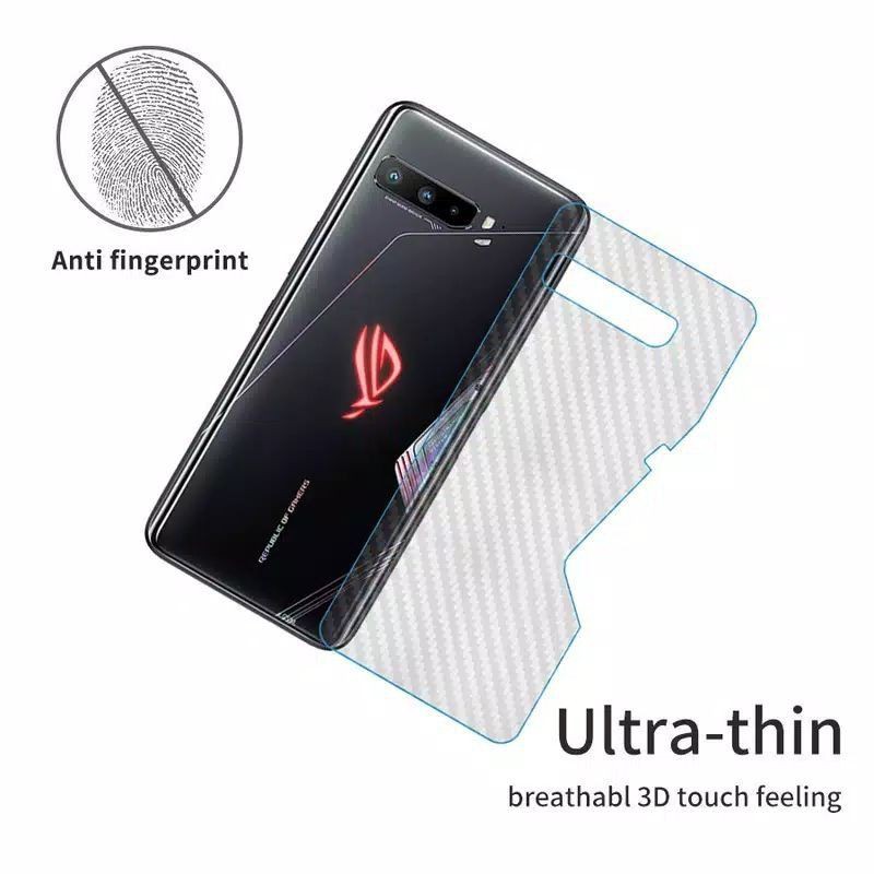 Asus ROG 2 ROG 3 ROG 5 / 5s Anti Gores Skin Karbon Belakang Screen Guard Protector Carbon ROG2 ROG3 ROG5