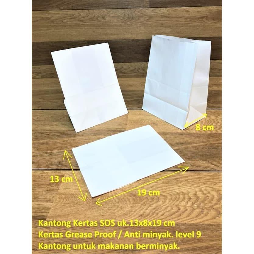 

50 Pcs Paperbag Putih 13x8x17 (M) Anti Minyak BX50/241308