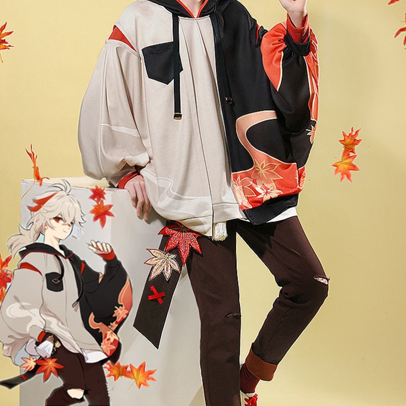Game Genshin Impact Cosplay Costume Kaedehara Kazuha Hoodie Unisex Adult Pullover Sweatshirts Casual