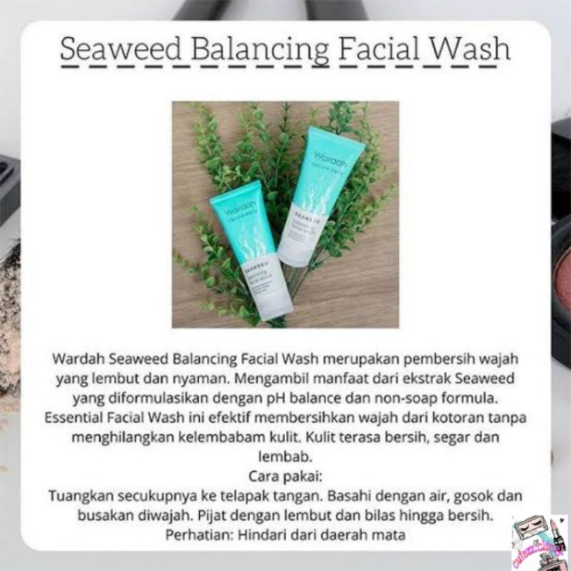 ☃Cutezz_Ching1☃Wardah Nature Daily Seaweed Balancing Facial Wash 60ml-  pembersih wajah dengan non soap