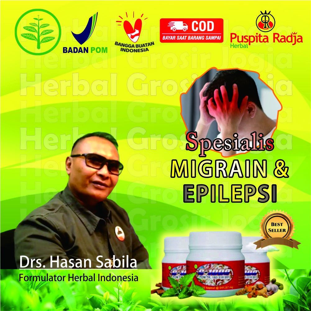 G1000 Obat Herbal Spesial Migrain Epilespi Nutrisi Otak Oksigen Otak Vit B12 Daya Tahan Tubuh Imun R