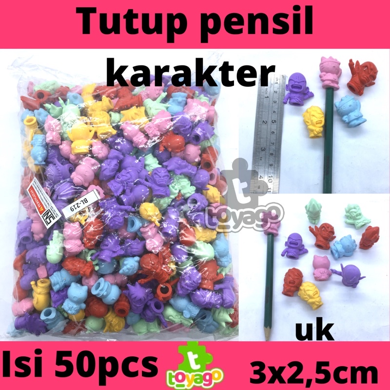 penutup pensil silikon karakter / cover pensil isi 50pcs grosir murah