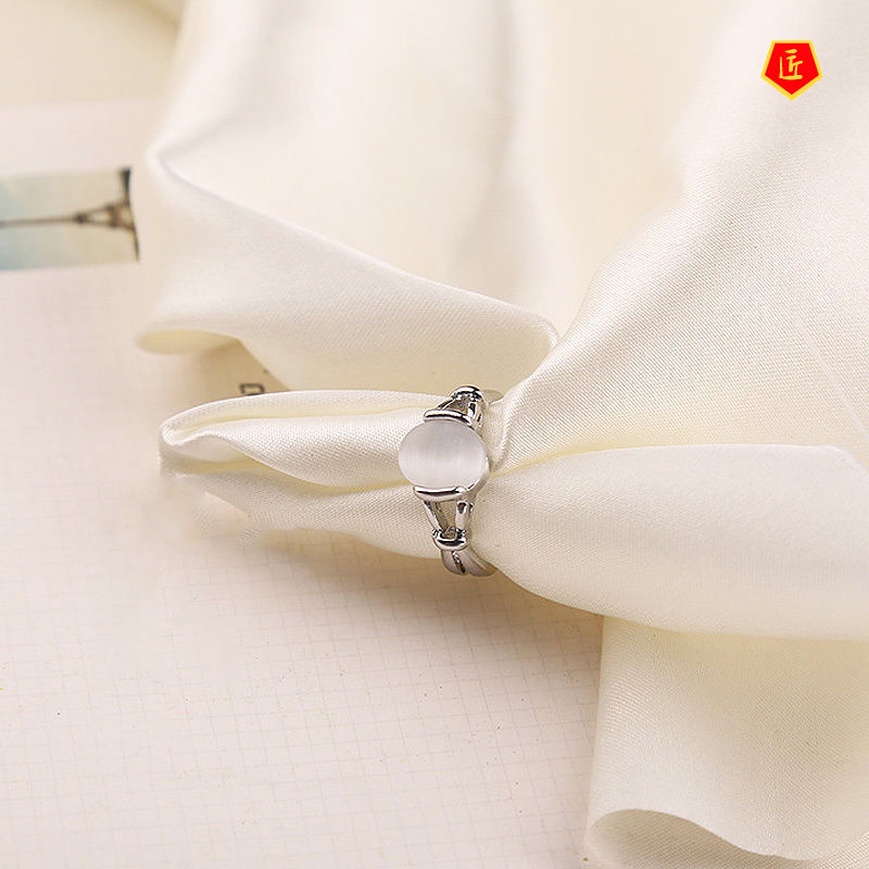 [Ready Stock]Women's 925 Silver Moonstone Ring Elegant Temperament