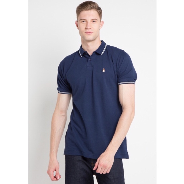 Hush Puphies polo shirt Navy list putih