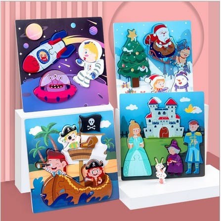 3D Wooden Puzzle Spaceship/Princess 3D Puzzle/Pirates Puzzle/Puzzle 3D
