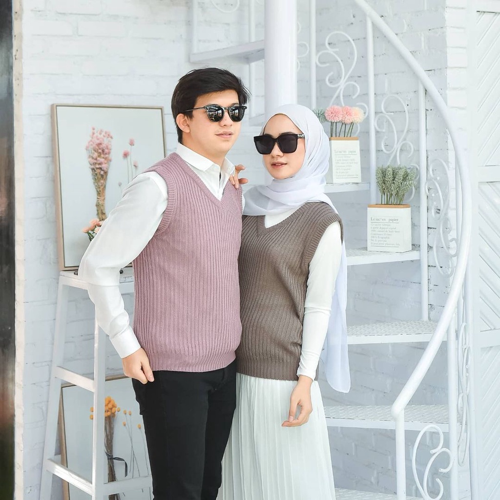 Vi Vest Outwear Cewek Cowok Unisex Rajut Basic Polos