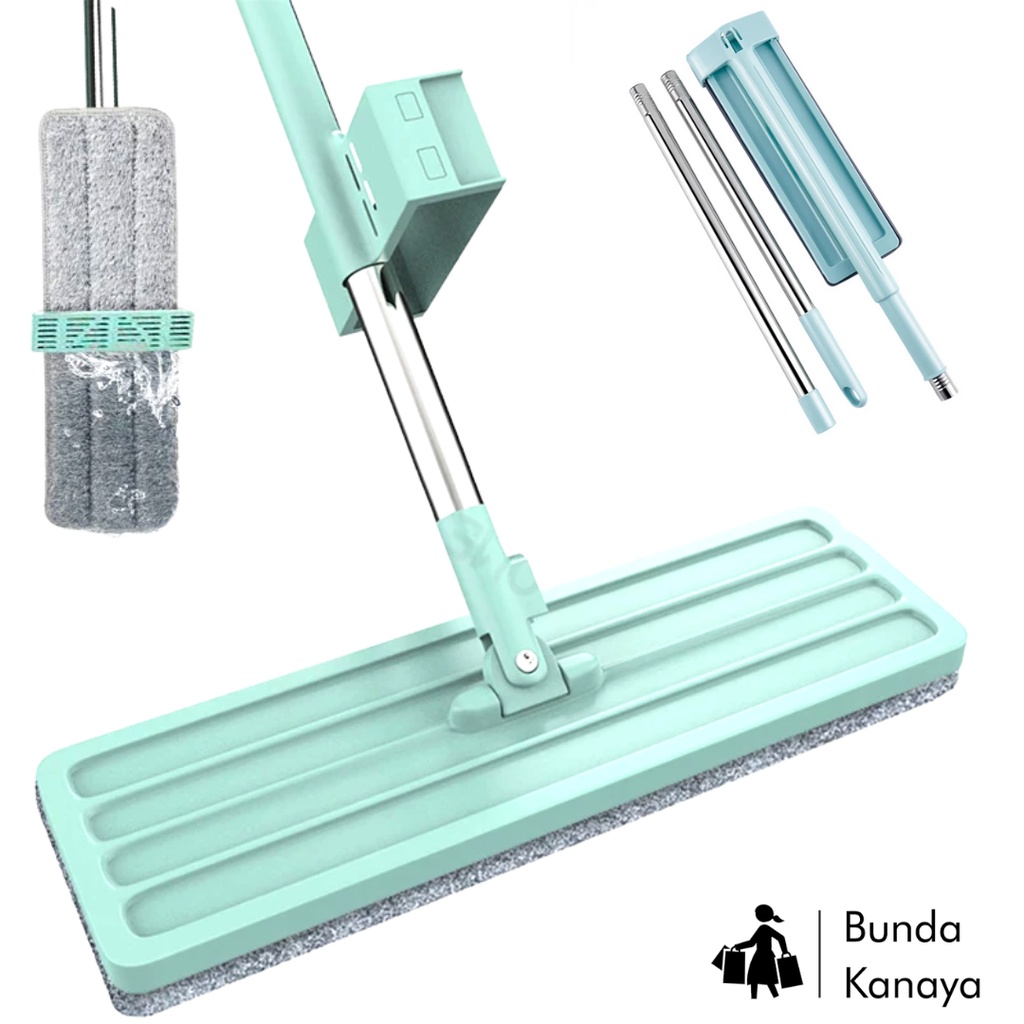 Alat Pel FLAT MOP HAND PLATE Tongkat Pel Alat Pel Tarik Praktis Standing and Drying Flat Mop