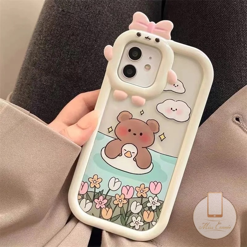 Soft Case Desain Monster Beruang Untuk OPPO A17 A16 A15 A57 A77s A16K A17K Reno 7Z 6 5F 5 4F A7 A12 A55 A96 A95 A76 A74 A9 A54 A5s A53 A5N Case Pelindung Earphone Bluetooth Airpod