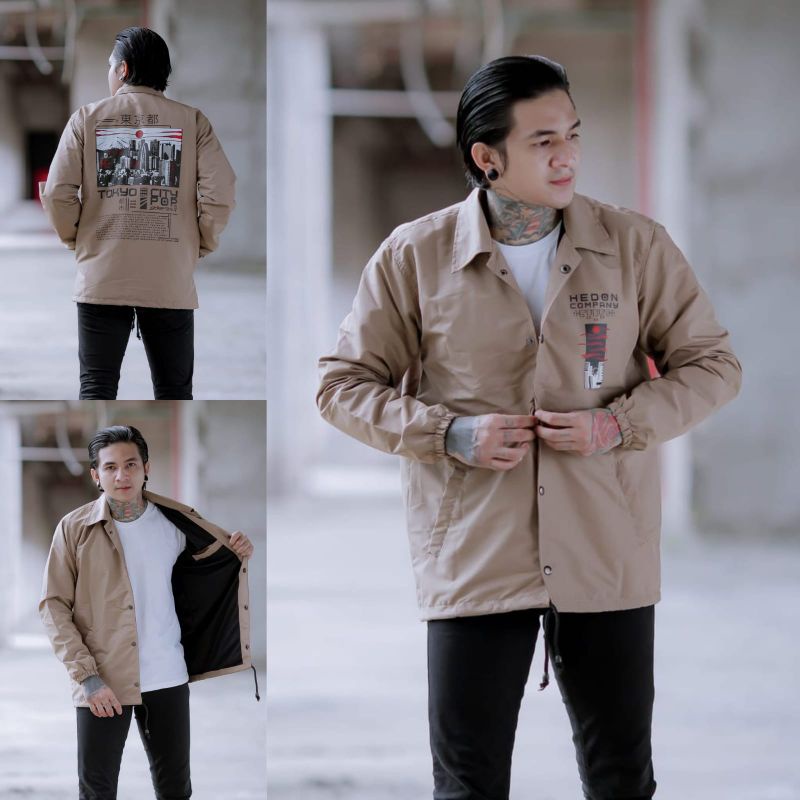 Jaket Coach Erigo // Jaket Pria CJ // Sweater jacket bandung // Jaket Erigo Apparell Terbaru Parasut Perasut-Tokyo city Mocca