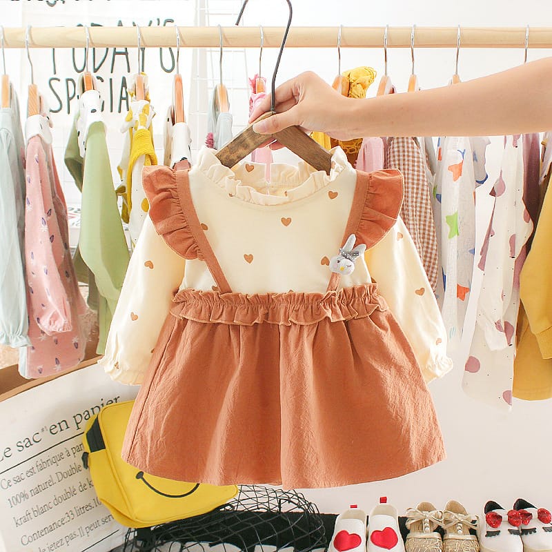 Bayi - 2 Tahun | Dress Bayi Ahreum - Dress Anak Perempuan Kualitas Import Premium Gaya Overall - Baju Style Korean Anak Cewek