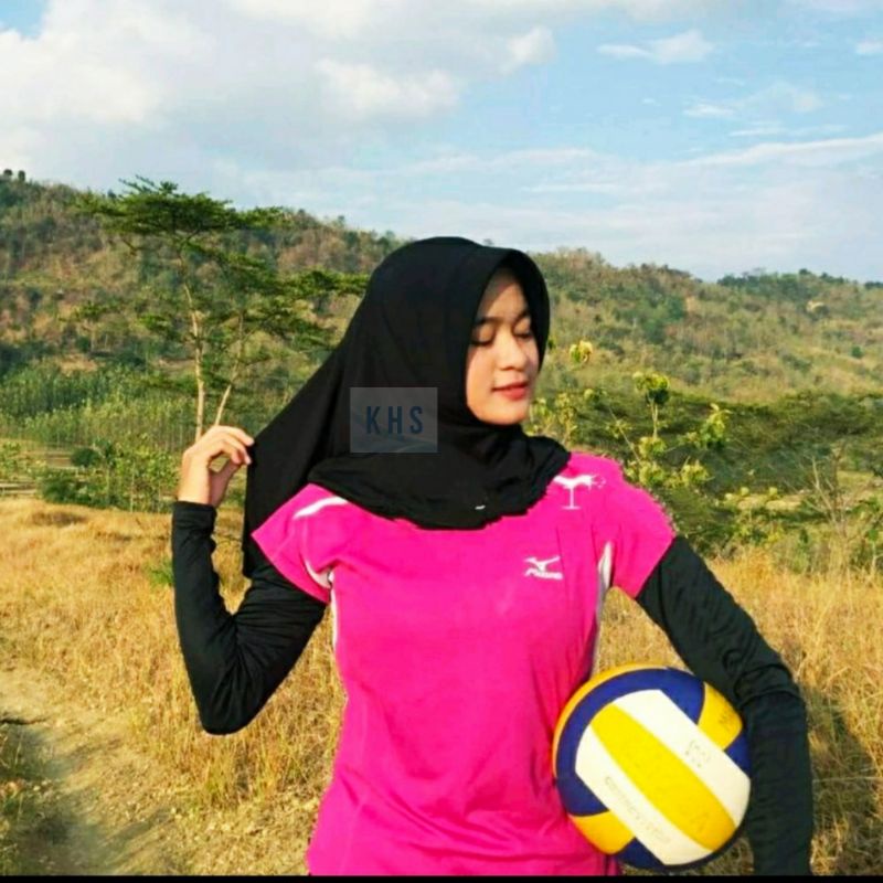 Jilbab Sport / Hijab Instan Sporty Jilbab Volly Jilbab Bahan Jersey Lycra Instant / Bergo Sport Kerudung Olahraga KHS-5