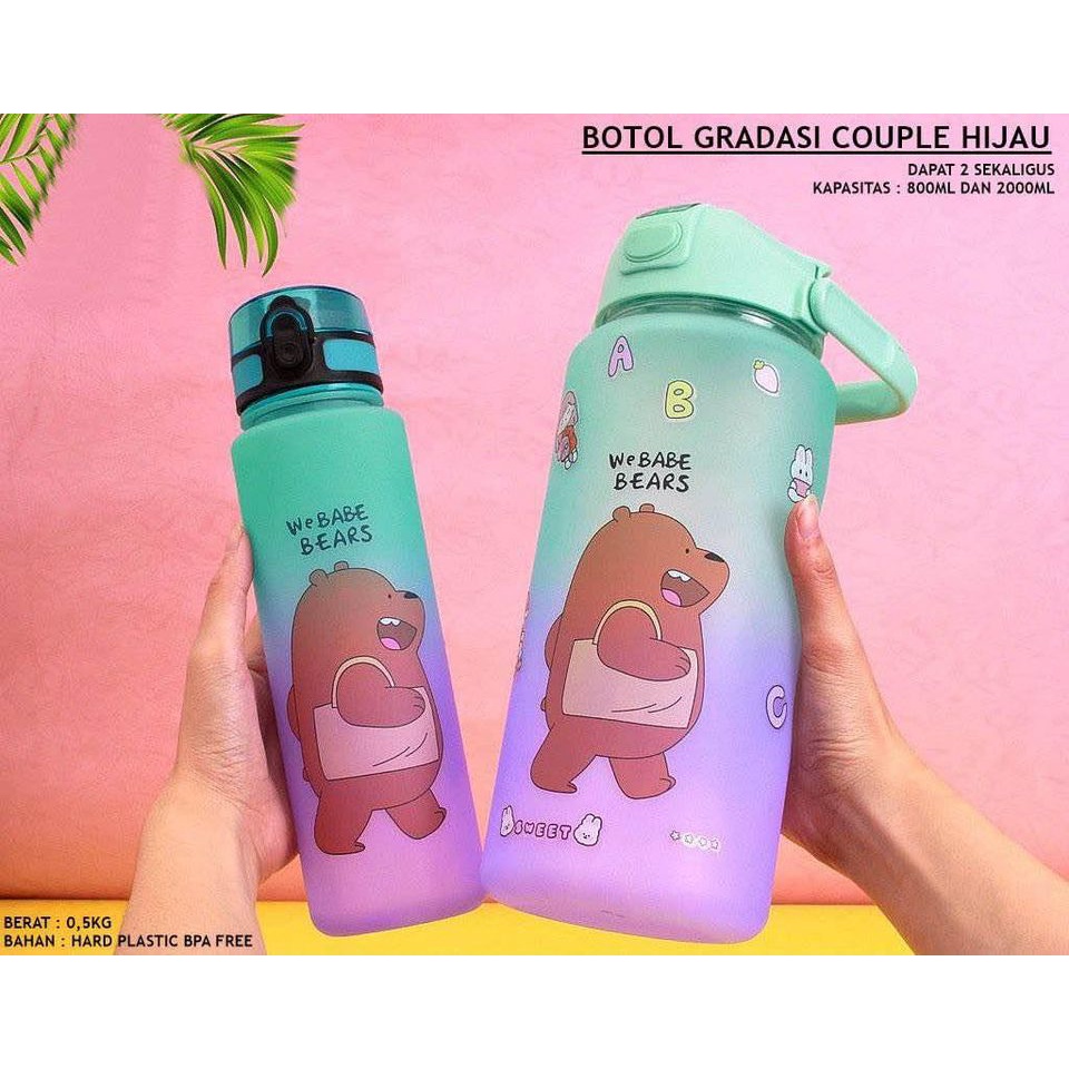 Botol Minum Gradasi 2000ML &amp; 800ML Buy 1 Get 1 We Babe Bears / Botol Minum Viral Beranak DIVA STORE88