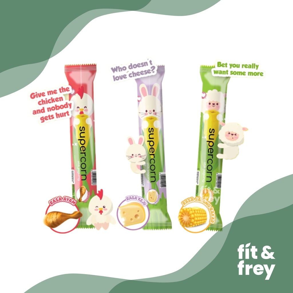 SUPERCORN Stik Jagung (Ecer 1 pcs) - Cemilan Anak - Snack Sehat Non MSG Halal - Super Corn