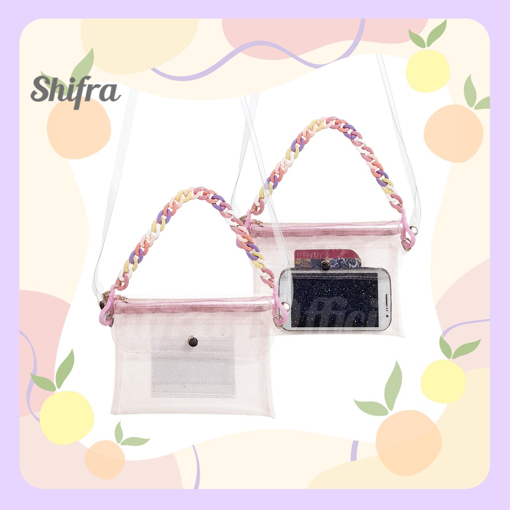 TAS SELEMPANG UNIK WANITA REMAJA MIKA TALI PANJANG &amp; TALI RANTAI COLORFUL SHIFRA HS310