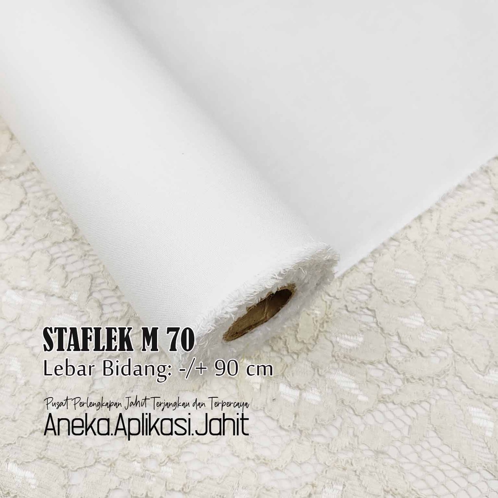 1 GULUNG STAFLEK KAIN KERAS M70 / KAIN KERAH LEM / KAIN LAPIS KERAH KERAS PENGERAS LEM RRC M 70