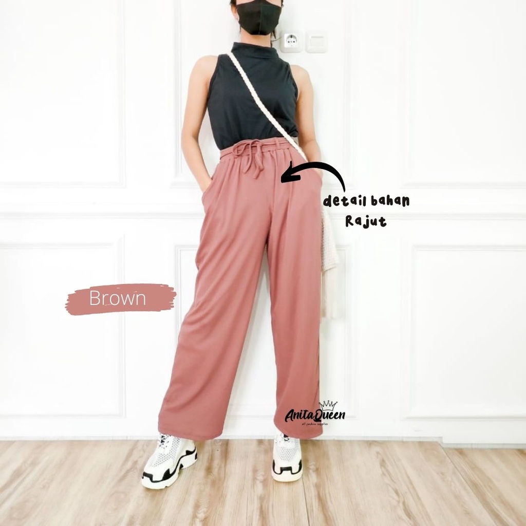 KULOT RAJUT HIGH WAIST ORI TEBAL PREMIUM / CELANA KULOT RAJUT KNIT PANTS KOREA STYLE