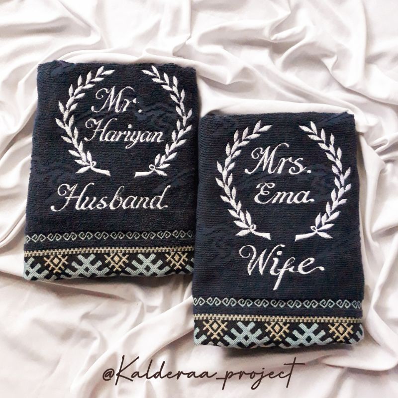 Handuk Bordir Couple Isi 2 Pcs Handuk / Handuk Seserahan / Kado Pernikahan Handuk / Bordir Handuk /