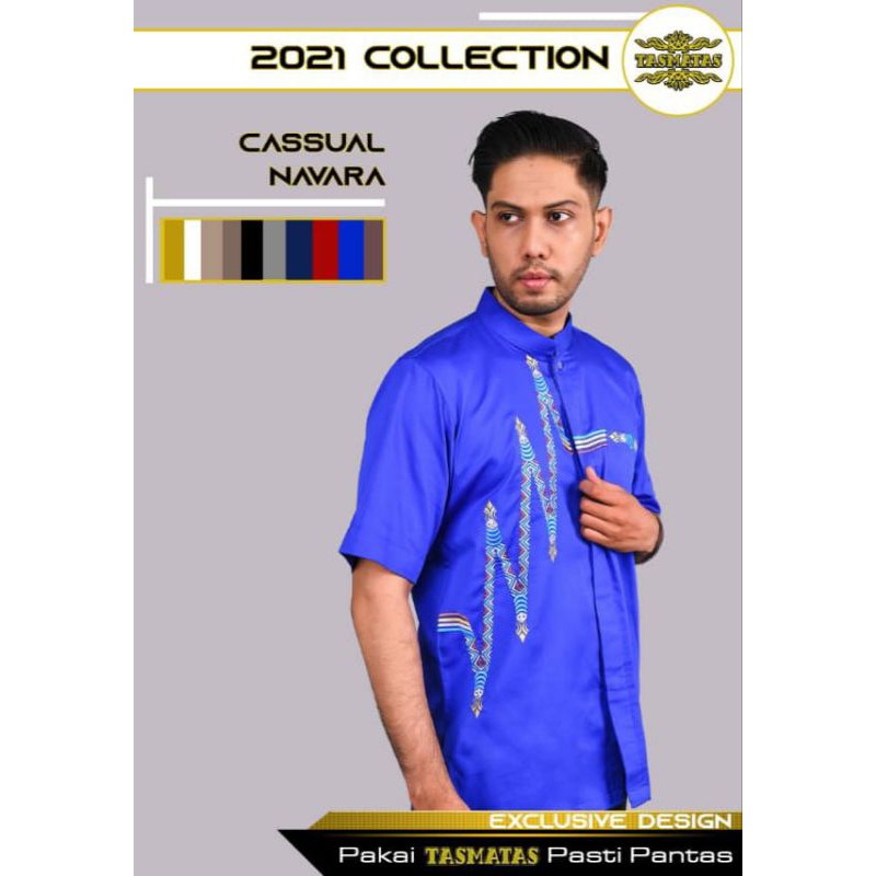 2021 Tasmatas Collection FASHION BAJU BUSANA MUSLIM PRIA Baju Koko Muslim Pria Katun Bordir navara
