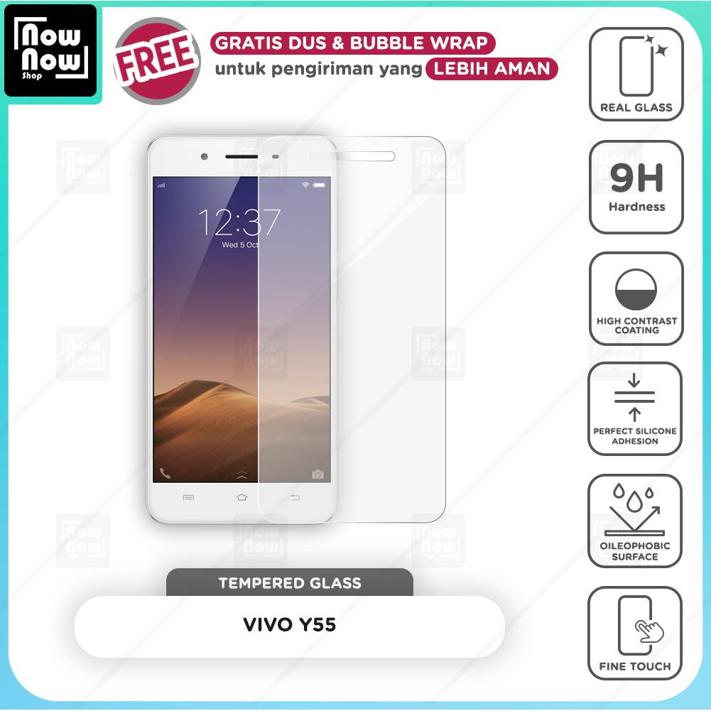 Tempered Glass Anti Gores Vivo Y55 Screen Guard Protector 9H Kaca Temperglass