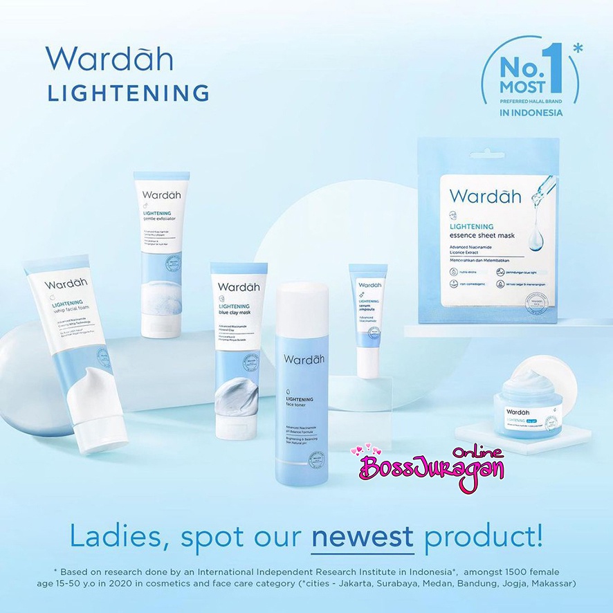 (BOSS) WARDAH Lightening Series - Face Toner |  Serum Ampoule | Day - Night Cream | Facial Wash | Clay mask