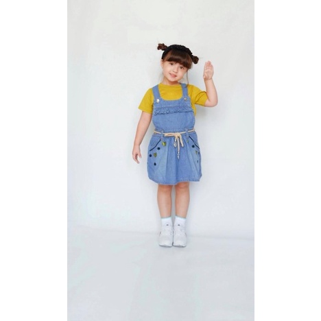 Flowkids Dress All Over Jeans Anak Perempuan - Dres Setelan Cewe Bahan Katun Usia 2 4 6 8 10 Tahun