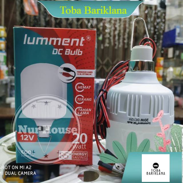 lampu led aki dc 12 volt 20 watt dengan kabel 1.5 meter lumment lampu led emergency aki accu 12 volt