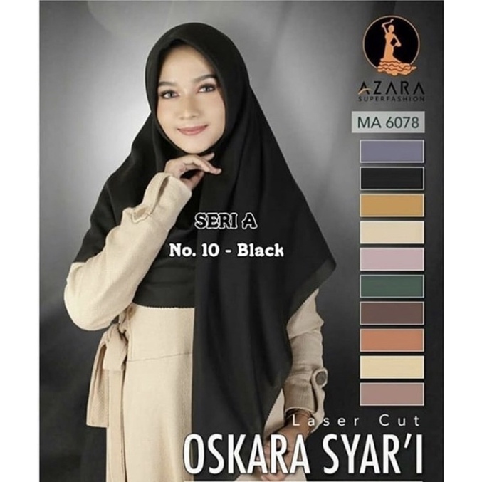 Segiempat Azara Syari Voal Miracle Laser cut 130 x 130 / Hijab Syar’i Polos khusus Hitam Jumbo