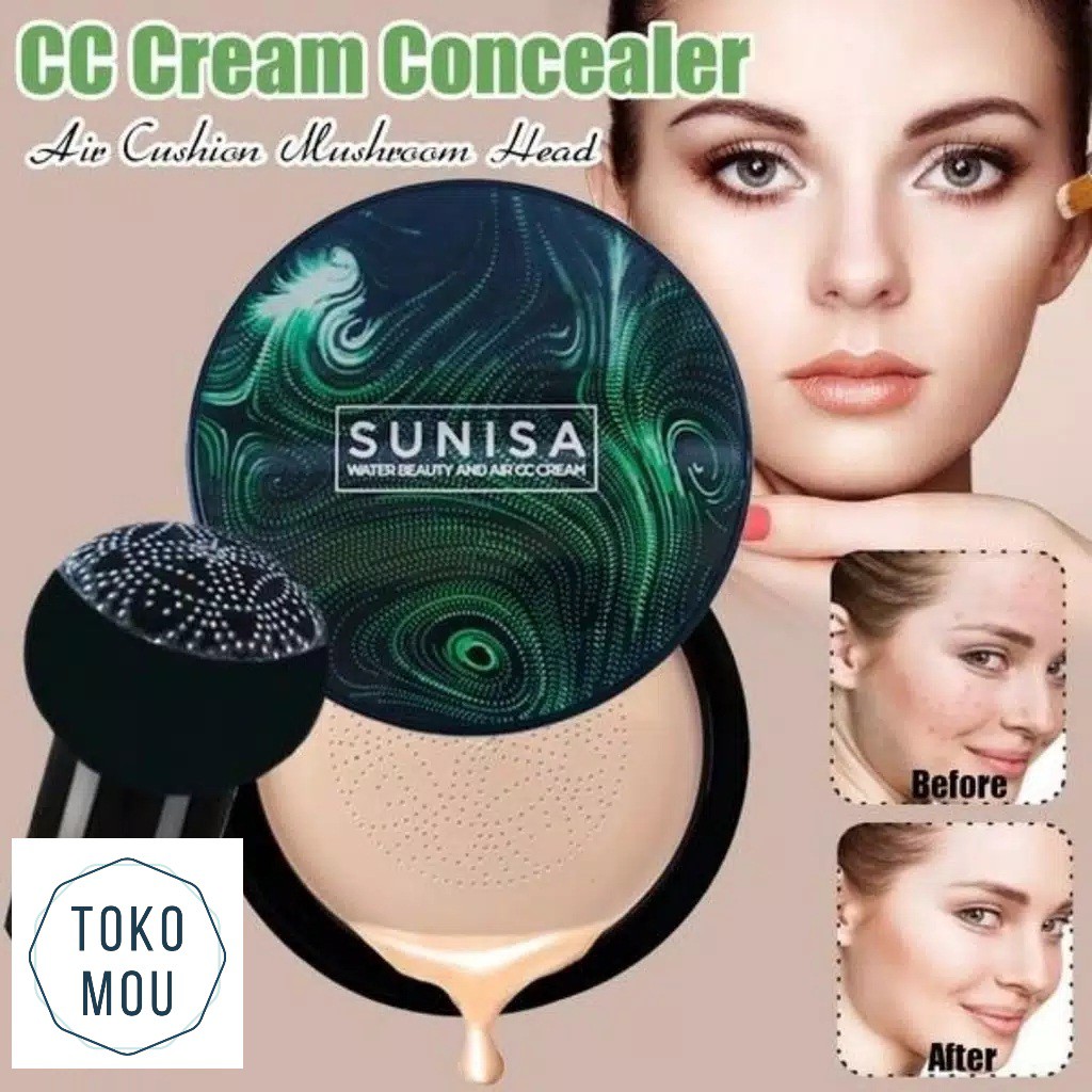 Sunisa Water Beauty And Air Cc Cream Foundation BB Cream With Mushroom Sponge - ORIGINAL 100%