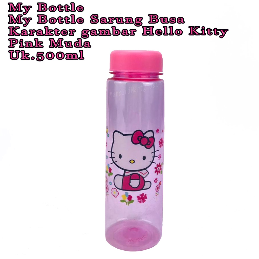 Botol Air * My Bottle Sarung Busa * botol minum * karakter gambar Hello Kitty * Pink muda * 500ml