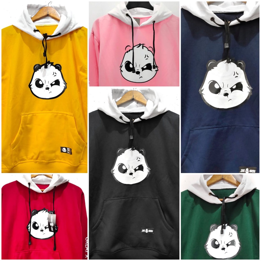 ZHERO BEAR HEROES Hoodie Pria Wanita Bordir PANDA RETDRIM Korean Style Distro Panda Cowok Cewek Zero Heroes Great X Dream XL Premium