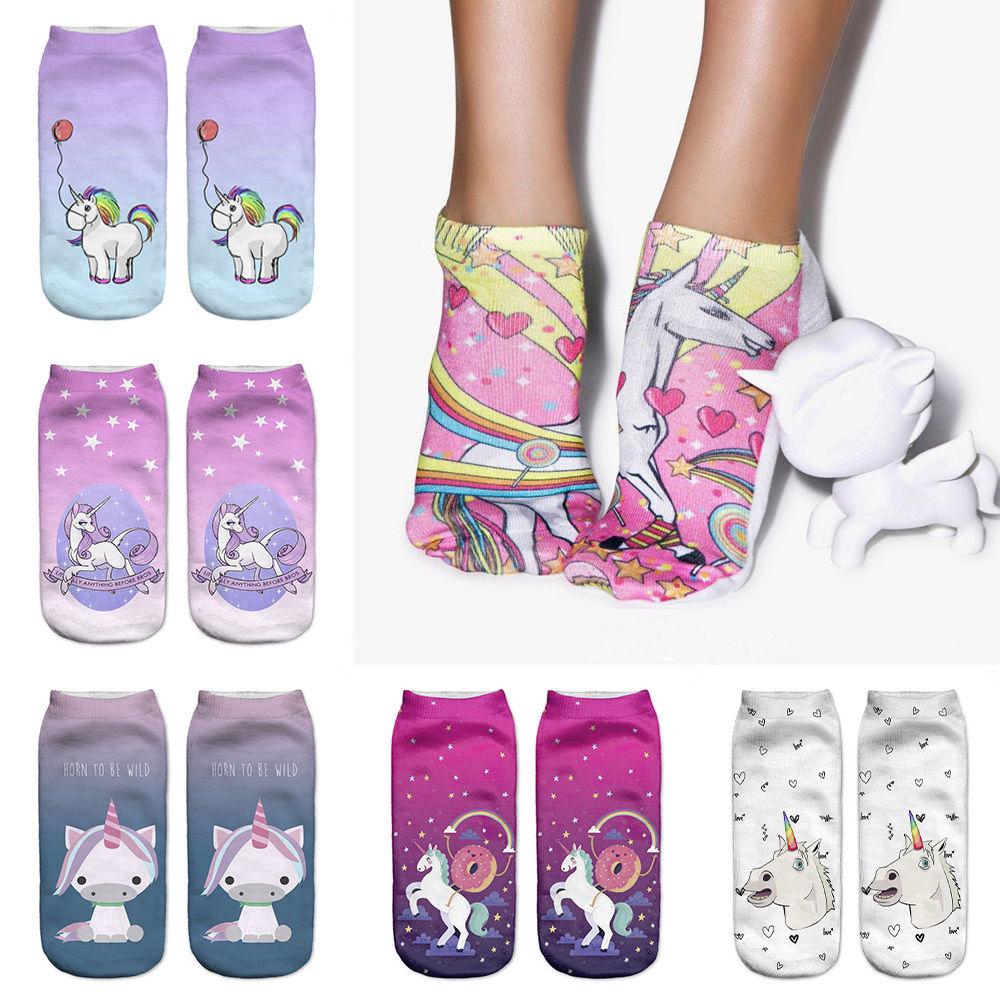  Kaos  Kaki  Ankle Low Cut Casual Motif Print Unicorn  3D 